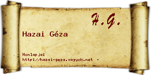 Hazai Géza névjegykártya
